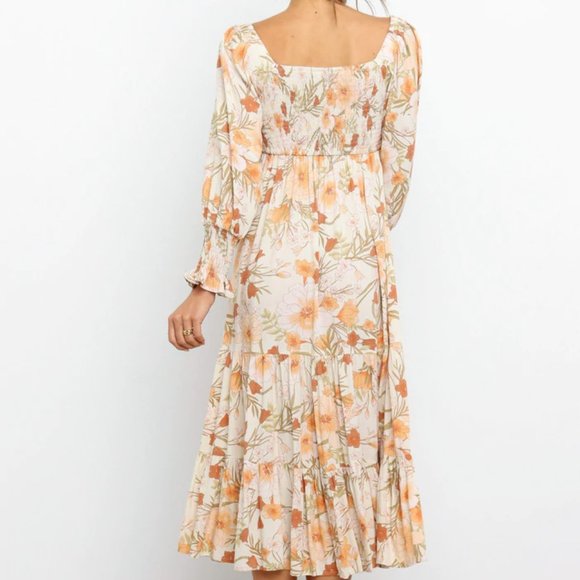 NWOT - Petal & Pup Square Neck Shirred Floral Midi Dress - Picture 3 of 7